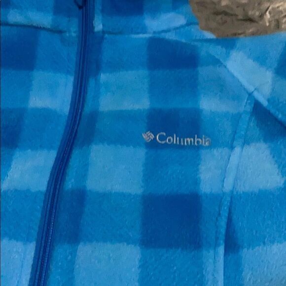 Columbia Fleece Jacket size M EUC blue checkered - Picture 2 of 7